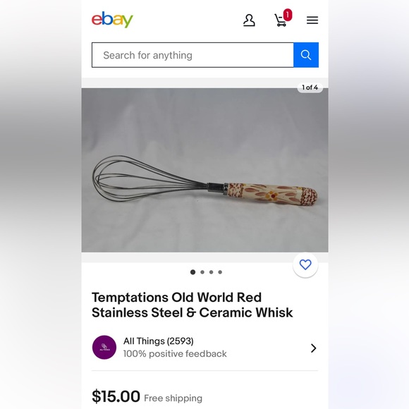 NWT TEMPTATIONS CERAMIC HANDLE STAINLESS STEEL WHISK & RECIPE CARDS - Picture 6 of 9